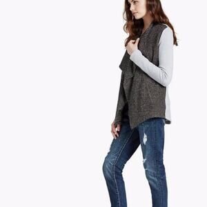 LUCKY BRAND lotus shawl open cardigan sweater XS